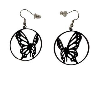 Black Butterfly Silhouette Earrings